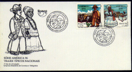 Brasil 1996 YT2260A FDC Upaep Trajes Típicos. Vaquero. Bahiana. Upaep Costumes. Cowboy. Bahiana. - FDC