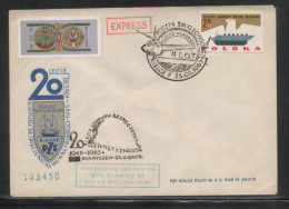 POLAND 1965 HELICOPTER COVER KIELCE - SKARZYSZEW Flight CINDERELLA STAMP TYPE 2 MINISTRY OF DEFENCE - Storia Postale