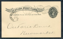 1898 Canada QV Postal Stationery Card Toronto C Flag Cancel Ontario Bank - New Market - 1860-1899 Victoria