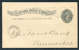 1898 Canada QV Postal Stationery Card Toronto D Flag Cancel Ontario Bank - New Market - 1860-1899 Victoria