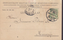 Hungary Ungarn HERNÁDTHALER UNGARISCHE EISENINDUSTRIE, BUDAPEST 1904 Card Carte To Unter - METZENSEIFEN (2 Scans) - Brieven En Documenten