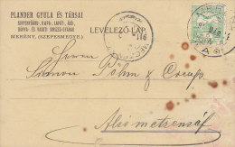 Hungary Ungarn PLANDER GYULA ÉS TÁRSAI, MERÉNY (Szepesmegye) 1924 Card Carte To Unter - METZENSEIFEN (2 Scans) - Briefe U. Dokumente