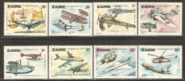 Zaire 1978 Mi# 580-587 ** MNH - History Of Aviation - Neufs