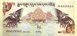 BHUTAN 5 NGULTRUM BEIGE MOTIF DRAGON FRONT BUILDING MONASTERY BACK DATED 2006 P.NEW UNC READ DESCRIPTION !! - Bhutan