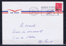 Reunion:  1972 Par Avion A Paris Avec Code Postal Obl. - Briefe U. Dokumente