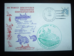 LETTRE TP USA 22 OBL.MEC. FEB 12 1981 U.S. NAVY FPO 96692 MCM ANTARCTICA + MS WORLD DISCOVERER - Other & Unclassified