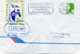 AJACCIO 1988 : 2Fr  Sur Enveloppe AJACCIO-NICE - Sonstige & Ohne Zuordnung