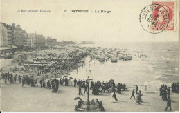 Ostende  -  La Plage  ( Cabines Mobiles)  Carte Datée 26 Septembre 1907 - Oostende