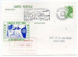 BASTIA 1989 : Sur Carte Postale ( Entier ) Bastia-Nice - Sonstige & Ohne Zuordnung