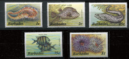 Barbade ** N° 628 à 632 - Série Courante. Faune Marine (III) - Barbades (1966-...)