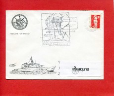 Militaria VP - Enveloppe Frégate VENTOSE  -  Porte Hélicoptère  - Marine - Bateau - Eléphant  - Guadeloupe - Marcophilie - Bateaux