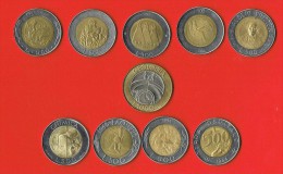 29 - S.Marino -10 Monete £. 500  Tra Cui Una £. 1.000 - 1998  Tutte Bimetalliche - Gedenkmünzen