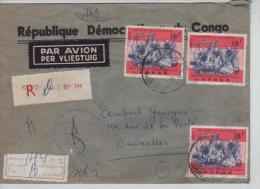 TP 636 S/L.recommandée C.Kinshasa En 1967 V. Bruxelles C.d'arrivée PR640 - Oblitérés