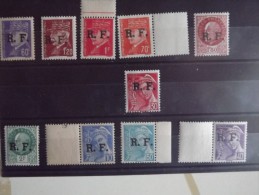 Lot N°618 Lot De 10 Timbres Neufs** Pétain Et Mercure Surchargé Libération - Liberazione