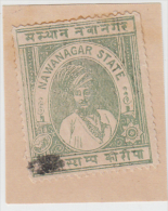 NAWANAGAR  State  1/4 Kori  Hundi Stamp Type 23  Scarce   # 81307 India  Inde  Indien - Nowanuggur