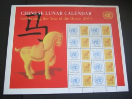 UNITED NATIONS 2014  YEAR OF THE HORSE   SHEET   MNH **   (GROEN102-21-1110) - Blocs-feuillets