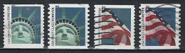 UNITED STATES 2011 Liberty Statue & Flag 4 Postally Used Coil Stamps - Usati