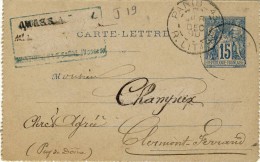 ENTIER POSTAL  # CARTE LETTRE  # TYPE SAGE # 15 C BLEU # 1887 # REF STORCH -FRANCON #  J 19 # - Letter Cards