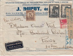 1937, LETTRE ESPAGNE,  CENSURE REPUBLICA, SAN VICENTE Pour PARIS  /5309 - Marcas De Censura Republicana