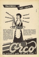 # MAIONESE ORCO 1950s Advert Pubblicità Publicitè Reklame Food Seasonings Gewurze Dressing Mayonnaise - Posters