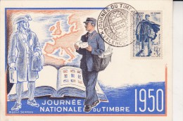 JOURNEE DU TIMBRE 1950 -VALENCE -CARTE MAXIMUM    COTE : 38 € - 1950-1959