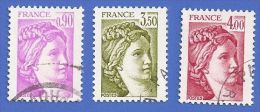 FRANCE 2120 + 2121 + 2122 OBLITÉRÉS SABINE DE GANDON - 1977-1981 Sabine De Gandon