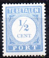 NETHERLANDS 1912 Postage Due - 1/2c. - Blue  MH - Tasse