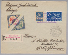 Schweiz Flugpost 1925-06-02 Genève-Zürich R-Brief Flug-Meeting Genf - Used Stamps