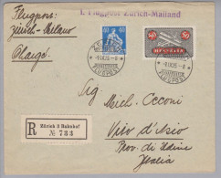 Schweiz Flugpost 1925-09-09 Zürich-Mailand 1.Flugpost R-Brief - Oblitérés