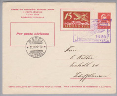 Schweiz Flugpost 1926-05-15 Ganzsache La Chaux-de-Fonds - Bâle - Oblitérés