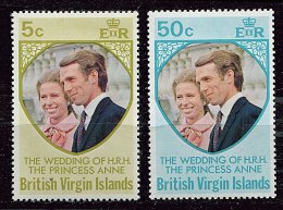 Iles Vierges ** N° 258/259 - Mariage De La Princesse Anne - Iles Vièrges Britanniques