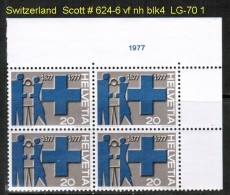 SWITZERLAND   Scott  # 624-6**  VF MINT NH CORNER BLOCKS OF 4 - Unused Stamps