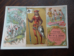 Chromo 19ème.papeterie Jouven Paris . XVIIème Arrondissement. Carte à Jouer Dix De Blanc Trèfle. Pierrot Allégorie - Autres & Non Classés