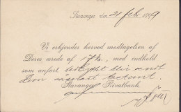 Norway Postal Stationery Ganzsache Entier Private Print STAVANGER PRIVATBANK, STAVANGER 1899 To RØRAAS (2 Scans) - Ganzsachen