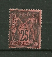 FRANCE1876/78     N° 91   " Groupe Allégorique  Paix Et Commerce Dit Type Sage ( 25c  Noir/rouge ) "     Oblitéré - 1876-1878 Sage (Type I)