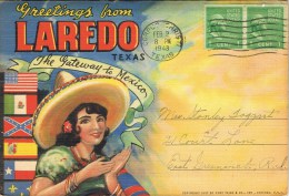 7490. Paquete Postal Suvenirs LAREDO, Fechador Corpus Christi (texas) 1943 - Laredo