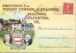 7493. Paquete Postal Souvenirs MOUNT VERNON, Alexandria (Virginia) 1937 - Alexandria