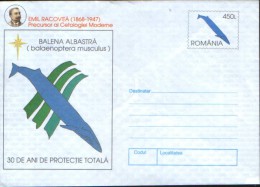 Romania-Stationery Cover,unused 1997- Blue Whale(balaenoptera Musculus),30 Years Of Total Protection - Whales