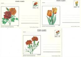 Turkey; 1983 Postal Stationery "Flowers" (Full Set) - Entiers Postaux