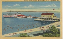 2- Bathing Beach & Pier  Betterton MD 6B-H2057 Harry P. Cann & Bro Baltimore  Sold As Per Scans Front & Back Shown - Sonstige & Ohne Zuordnung