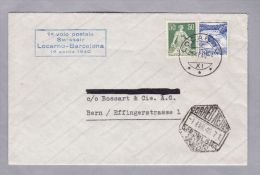 Schweiz Flugpost 1940-04-01  Locarno-Barcelona Swissair - Premiers Vols