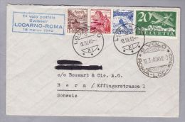 Schweiz Flugpost 1940-03-18 Locarno-Roma Brief - Premiers Vols