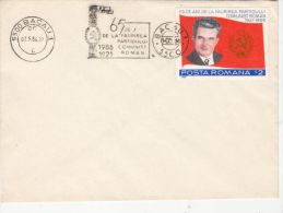 NICOLAE CEAUSESCU, COMMUNIST PARTY ANNIVERSARY, STAMP AND SPECIAL POSTMARK ON COVER, 1986, ROMANIA - Lettres & Documents