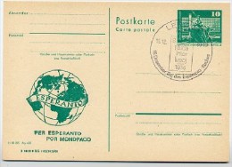 DDR P79-9b-80 C133-a Postkarte PRIVATER ZUDRUCK Esperanto Weltkugel Leipzig Sost. 1980 - Cartes Postales Privées - Oblitérées