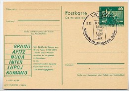 DDR P79-36a-80 C135-a Postkarte PRIVATER ZUDRUCK Esperanto Bruno Apitz Leipzig Sost.1980 - Private Postcards - Used