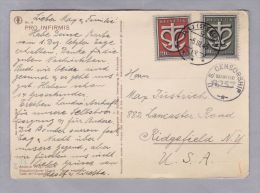 Heimat SG AU (St Gallen) 1945-03-05 Zensurierte Pro Infirmis Karte Nach Ridgefield NY  USA - Cartas & Documentos