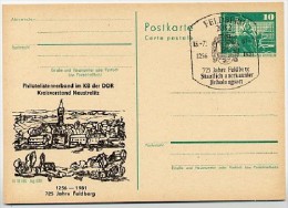 WAPPEN FELDBERG Auf DDR P79-33-81 C163 Postkarte Zudruck 725 Jahre 1981 - Omslagen