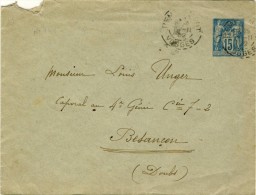 ENTIER POSTAL   # ENVELOPPE   # 1884 # REF STORCH ET FRANCON # TYPE SAGE 15 C BLEU  # J 69 # - Standard Covers & Stamped On Demand (before 1995)