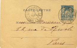 ENTIER POSTAL  # CARTE-LETTRE  # 1886 # REF STORCH ET FRANCON # TYPE SAGE 15 C BLEU  # J 4 # - Kaartbrieven