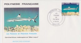 POLYNÉSIE FRANÇAISE  1ER JOUR 9-2-1983 Poissons - Covers & Documents